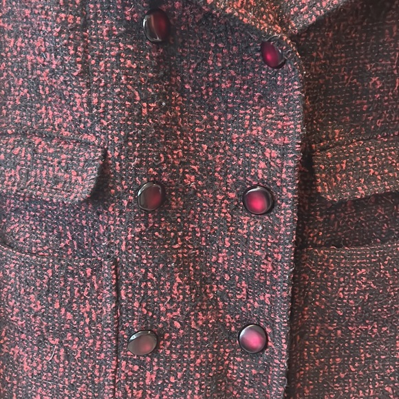 Ivanka Trump Wool Coat red & black w/removable black faux fur collar Womens M - Picture 6 of 12